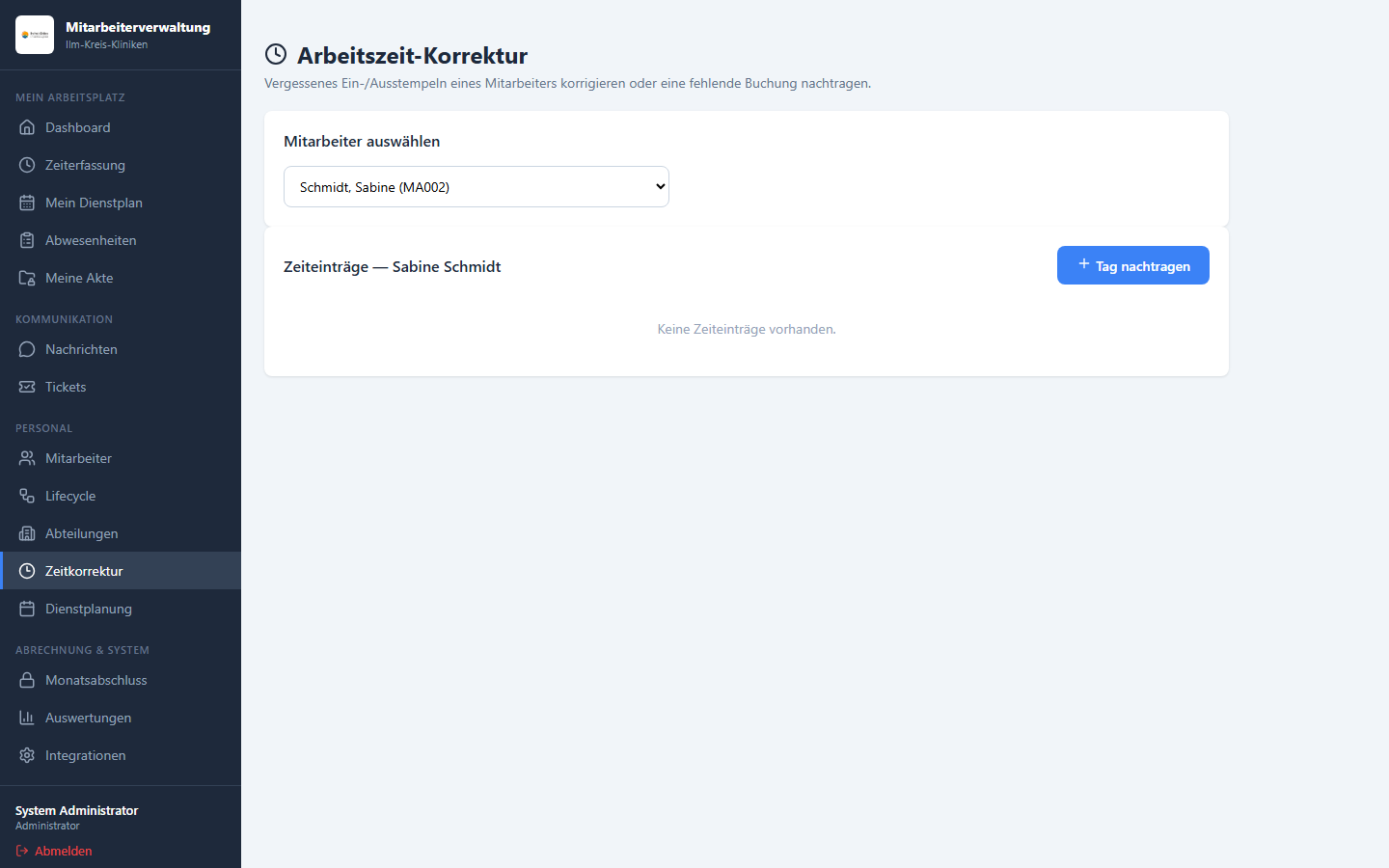 Arbeitszeit-Korrektur